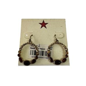 Gold and Amber‎ Brown Hoop Earrings Boho Chic Classic